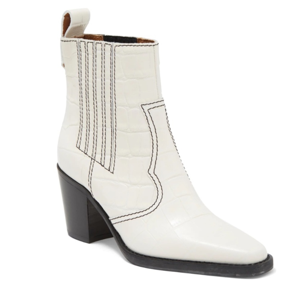 Ganni Croc Embossed Western Boots